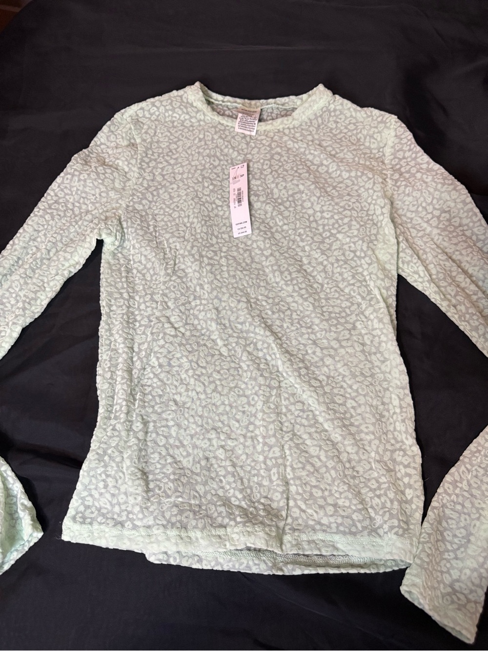 PINK Victoria's Secret Mint Green Leopard Long Sleeve Top